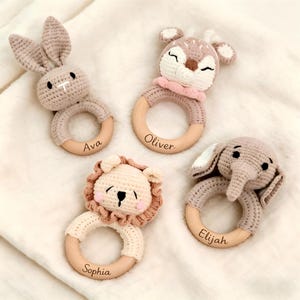 Personalized Custom Knitted Baby Rattle, Custom Name Infant Rattle, Handmade Newborn Baby Shower Gift for New Mom, Niece Nephew Keepsake