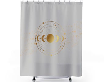 Shower Curtain | Moon Phases & silver grey