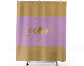 Shower Curtain | Moon Phases & gold beige