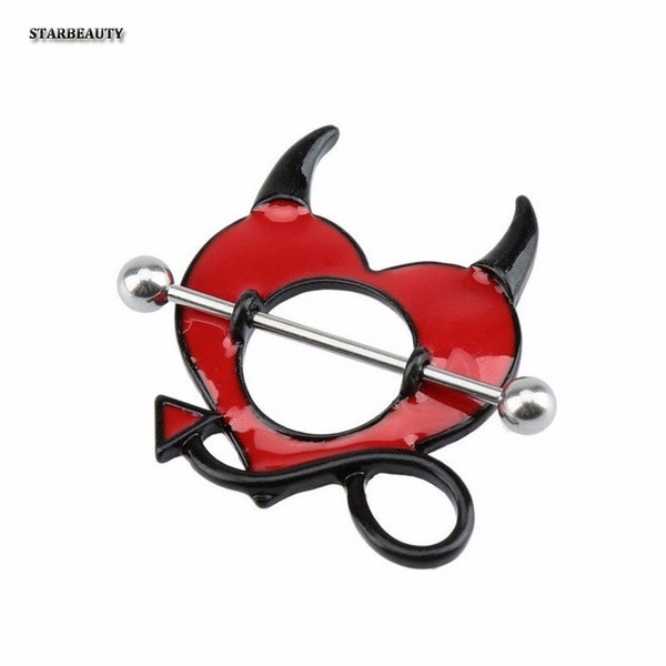 2PC Piercing 316L Surgical Steel Sexy Devil  Nipple  Piercing Ring 14G Girls Body Piercing Jewelry /ZM1