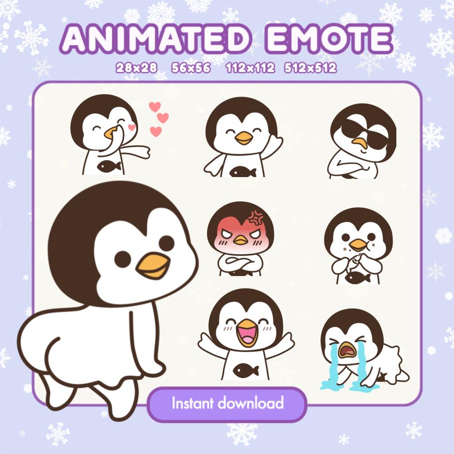 Animierte Pinguin Emotes | Kawaii Twitch Discord Stickers (8 GIF Bündel ...