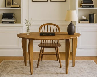 Escritorio de madera con patas de madera natural, escritorio moderno, amplia estación de trabajo alta para oficina en casa, mesa de ordenador, mesa de madera maciza, elegante y duradera.