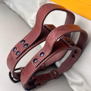 Leren halsband met handvat Minimalistische controlehalsband voor grote honden Duitse herder Pitbull
