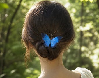 Horquilla o pasador para el cabello con forma de mariposa hecho a mano para bodas o cumpleaños, elegante accesorio para el cabello estilo hada, decoraciones a juego para parques y exteriores.
