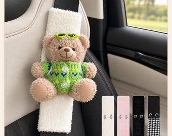 Funda de cinturón de seguridad Kawaii, soporte para muñeca de peluche adorable, almohadilla para el hombro del coche