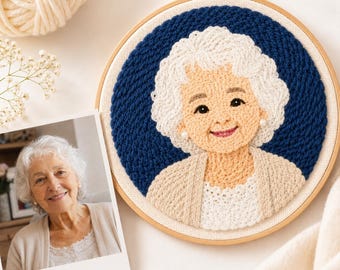 Kit de bordado con aguja perforadora para fotos personalizadas, kit de bordado de retrato personalizado para hacer tú mismo, regalo familiar hecho a mano