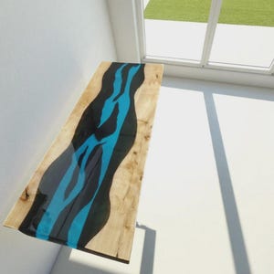 Walnut Epoxy River Console Table: Handmade Live Edge Resin Art