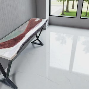 Handmade Walnut Epoxy Resin Console Table: River Table, Modern Entryway Furniture