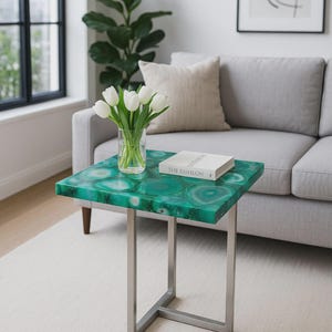Handmade Agate Stone Accent Table: Modern Luxury Decor