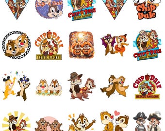 Cute Chipmunk Halloween Bundle Png, Magical Castle Spooky Night Clipart, Trick Or Treat Cartoon Design, Chip and Dale Halloween Bundle Png