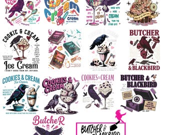 Butcher and Blackbird PNG, Dark Romance Book, Cookie and Cream PNG