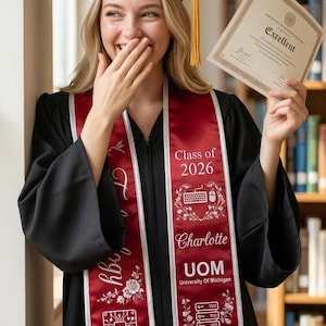 Personalized IT Graduation Sash Stole, Computer Science Stole, Custom STEM Grad Gift, Binary Code Coding Sash, Class of 2026, IT Major Stole
