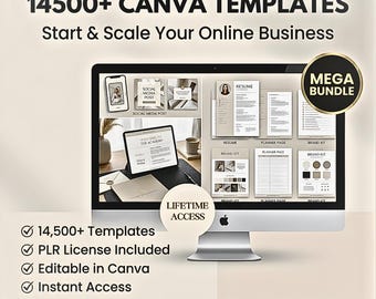 14500+ Canva PLR MRR Vorlagen Bundle, bearbeitbare digitale Planer / digitale Produkte / (kommerzielle Weiterverkaufsrechte inbegriffen)