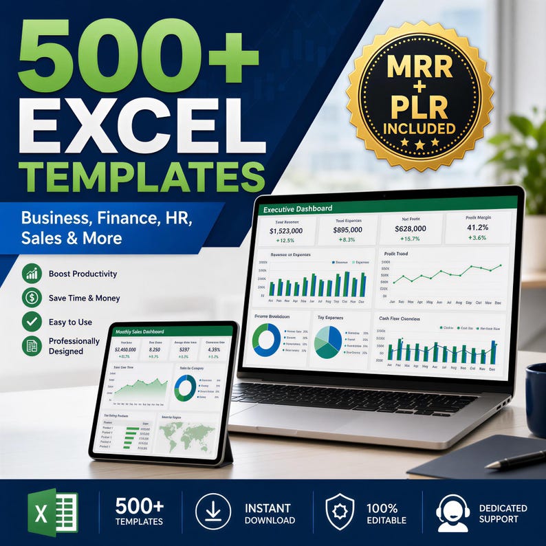 500+ Editable Excel Spreadsheet Templates Bundle – MRR & PLR Resell ...