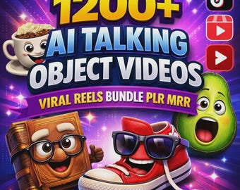 1200+ AI sprechende Objekte Reels Bundle | Viral Faceless Content Pack | TikTok Instagram YouTube Shorts | KI-animierte Videos