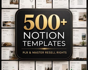 504+ Notion Templates Bundle PLR & Master Wiederverkaufsrechte MRR - Bearbeitbare Planer (Digitaler Download)