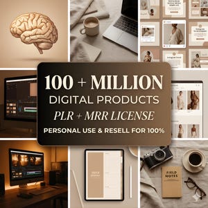 100 Million+ Done-For-You PLR/MRR Digital Products | Master Resell Rights Included | Make Money Online & Passive Income System
