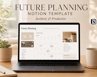 Zukunftsplanung Digitaler Planer | Notion Vorlage | -Produktivitäts-Veranstalter | Täglich Wöchentlicher Monatlicher Kalender | Sofort Download