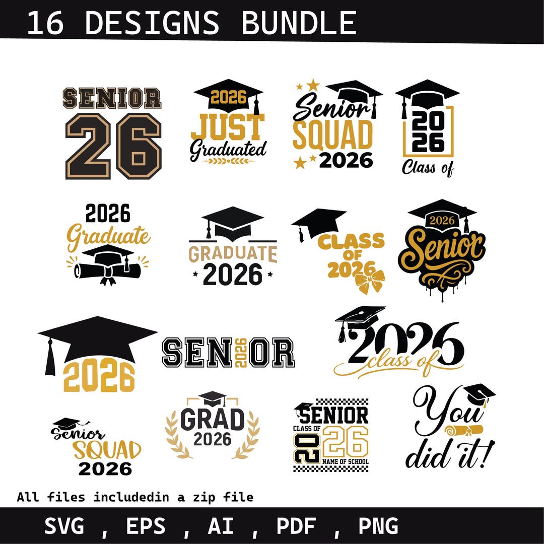 Graduation SVG Bundle 2026, Senior Class Cut Files (instant Download ...