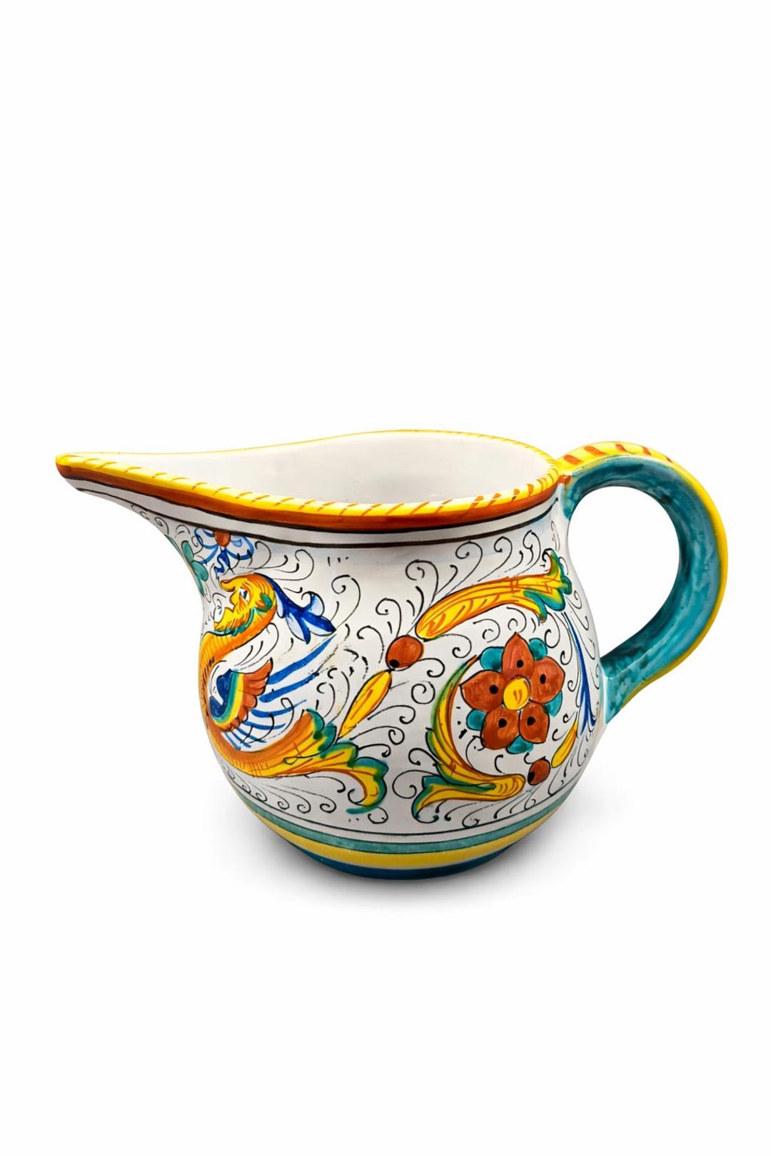 Vintage Deruta Italy Ceramic Pitcher Hand Painted Italian Majolica ...