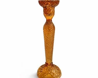 Vintage Amber Glass Candle Holder Tall 32cm Retro Boho Decor Mid Century Style Candlestick Home Decor Gift Idea