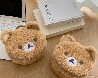Plush Makeup, Bear Cosmetic, Cute Organizer, Kawaii Bag, Anime Pouch, Travel Case, Soft Handbag, Women Storage, Jewelry Pouch, Gift Idea
