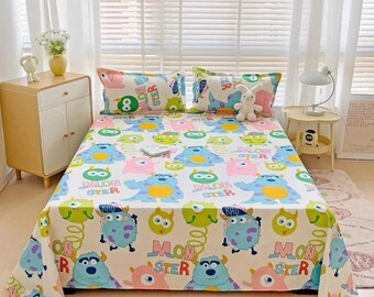 Soft Cotton Bedsheet Set with Pillowcases – Breathable Flat Bed Linen