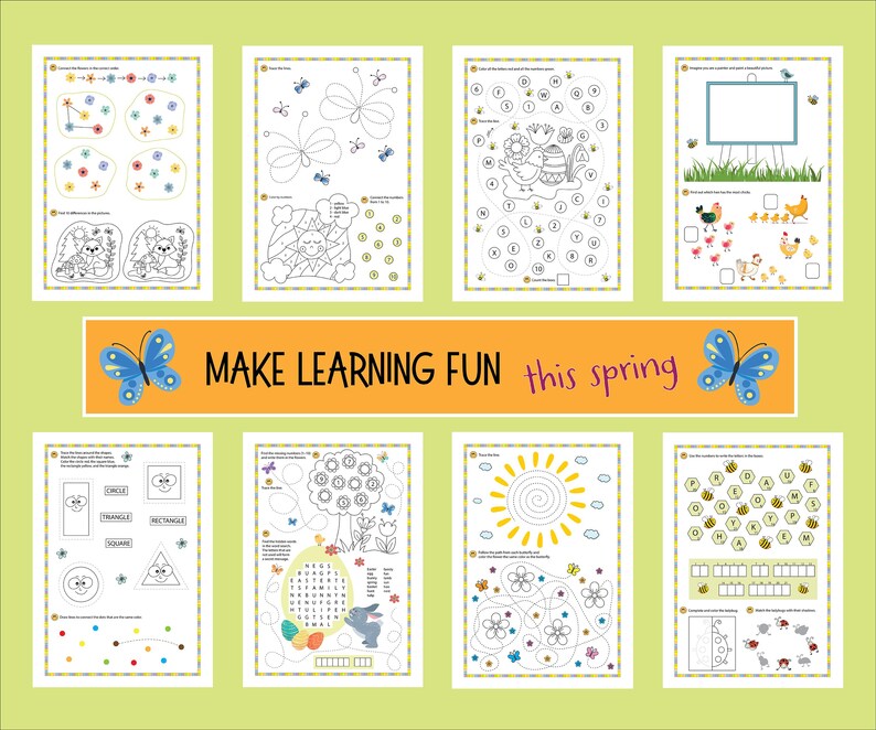 Spring Notebook Kids Spring Activity Book Printable for Kids, Preschool Kindergarten ...