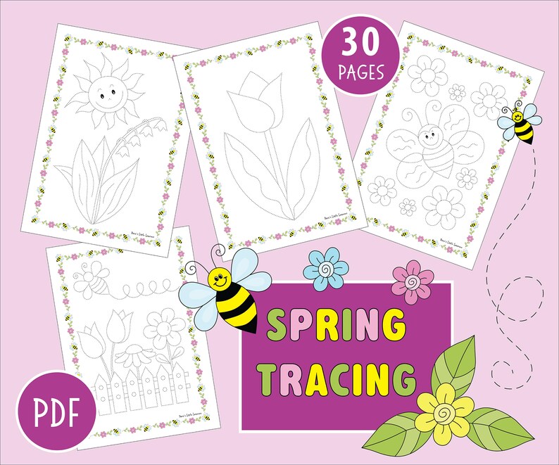 Spring Outlings Spring Tracing Worksheets, Fine Motor Skills Printable, Preschool Pre ...
