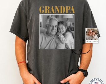 Custom Photo Grandpa Shirt, Personalized Grandfather Gift, Vintage Retro Grandpa Tee, Custom Picture T-Shirt for Papa, Fathers Day Gift