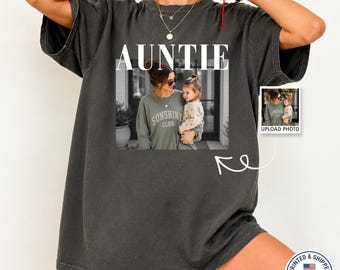 Custom Auntie Shirt Personalized Photo T-Shirt Vintage Aunt Gift Minimalist Niece Nephew Picture Tee Comfort Colors® Shirt New Auntie Gift