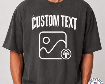 Custom Photo and Text Shirt, Personalized Vintage Heavy Metal Font Graphic Tee, Your Own Image T-Shirt, Custom Bootleg Concert Photo Gift