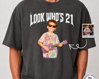 Custom 21st Birthday Shirt Vintage Photo T-Shirt Personalized Look Whos 30 Tee Retro Custom Age Graphic Top Heavy Metal Style Birthday Gift