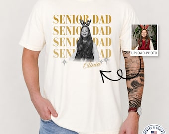 Custom Photo Senior Dad Shirt, Personalized Graduation Gift for Dad, Vintage Retro Senior Dad Tee, Custom Name Picture T-Shirt, Gift for Him