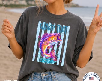 Retro Bass Fishing Shirt, Vintage Graphic Tee, Comfort Colors®, Outdoor Clothing