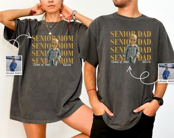 Proud Senior Mom and Dad 2026 Custom Photo Shirt, Personalized Graduation Family Tee, Class of 2026 Parent Gift, Senior Picture Apparel