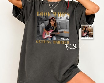 Custom Photo Bachelorette Party Shirt, Retro Look Whos Getting Married Tshirt, Personalized Bridal Shower Tee, Childhood Picture Bride Gift