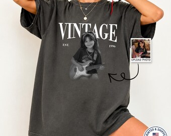 Custom Photo Vintage Shirt, Personalized Retro Childhood Picture Tshirt, Custom Pet or People Photo Graphic Tee, Best Friend Birthday Gift