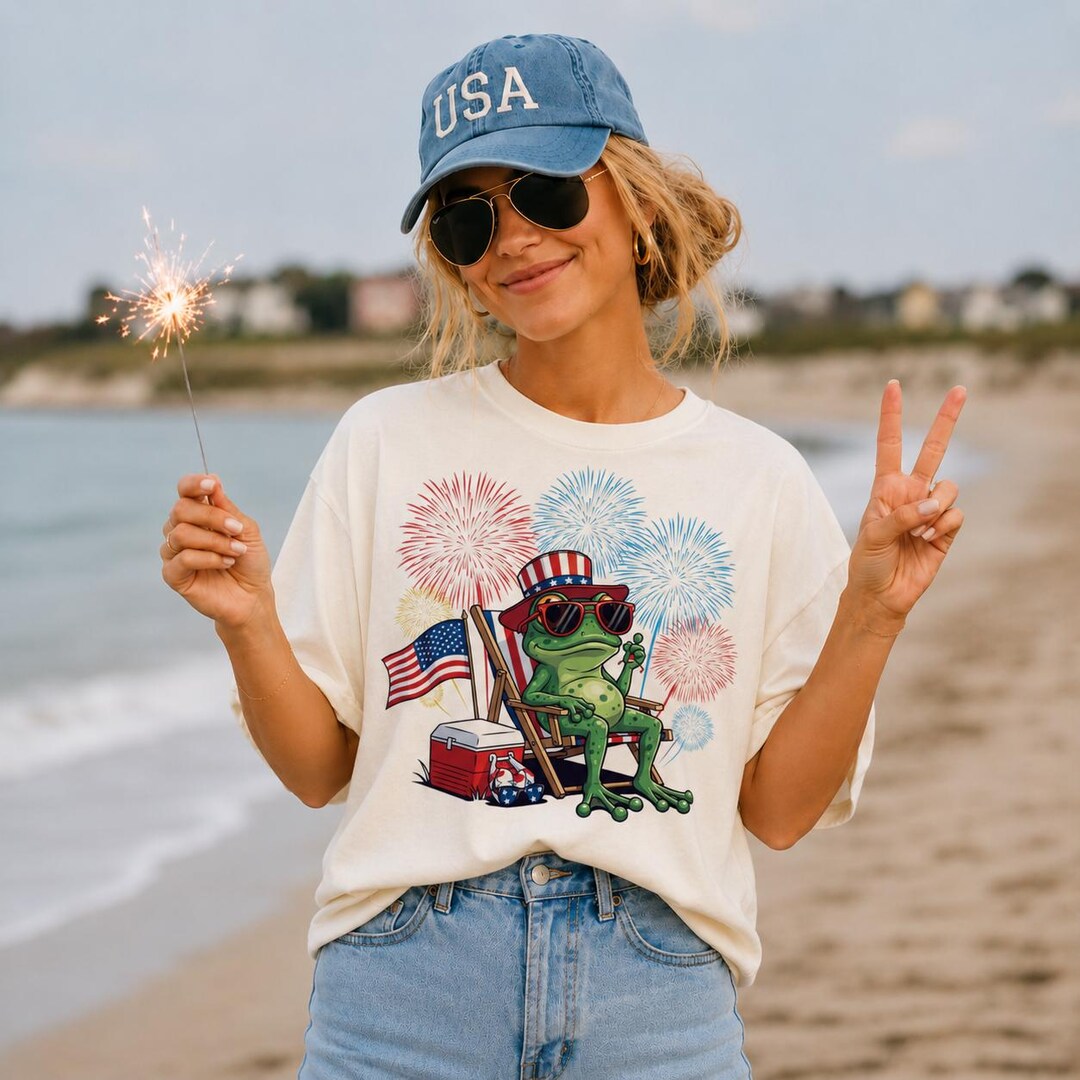 Toad Fireworks Patriotic Frog Shirt, 4th of July Fireworks Comfort Colors® Tee, Red ...