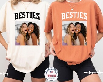 Custom Besties Shirt Personalized Photo Tee Vintage Best Friend Gift Retro Trendy BFF Picture Tee Comfort Colors® Matching Friendship Gift