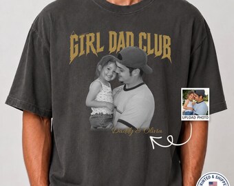 Custom Girl Dad Club Shirt Vintage Father Day Gift Personalized Photo Tee Dad Daughter Names T-Shirt Retro Graphic