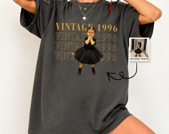 Custom Photo Vintage Shirt, Stacked Birthday Picture Tshirt, Personalized 1996 Birthday Gift Tee, Custom Childhood Photo Graphic Shirt