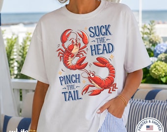 Suck The Head Pinch The Tail Shirt, Funny Crawfish Boil Tshirt, Retro Seafood Lover Gift, Louisiana Lobster Graphic Tee, Comfort Colors