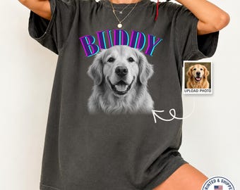 Custom Dog Shirt Personalized Photo T-Shirt Vintage Pet Lover Gift Retro Dog Name Tee Custom Dog Portrait Comfort Colors® Gift for Dog Dad