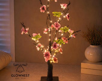 Cherry Blossom Tree Lamp, LED Fairy Light Branches, Cozy Ambient Decor