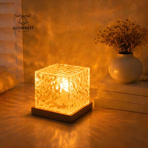 Crystal Cube Ripple Lamp | Water Effect Ambient Light (Rechargeable/Plug-In)