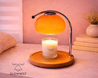Glas Pilz Lampe Orange Bauhaus Kerzenwärmer Antiker Kerzenwärmer Einzigartige Kerzenwärmer Ästhetische Wohnkultur Stimmungsbeleuchtung Geschenk für Sie