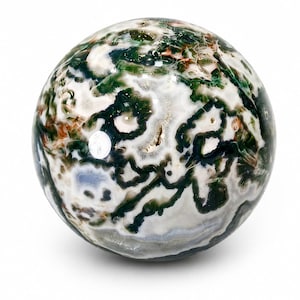 Sphère en agate mousse naturelle de 100 mm, grande boule de cristal verte et blanche, sphère en pierre précieuse aux tons naturels avec support, cadeau décoratif en cristal de guérison