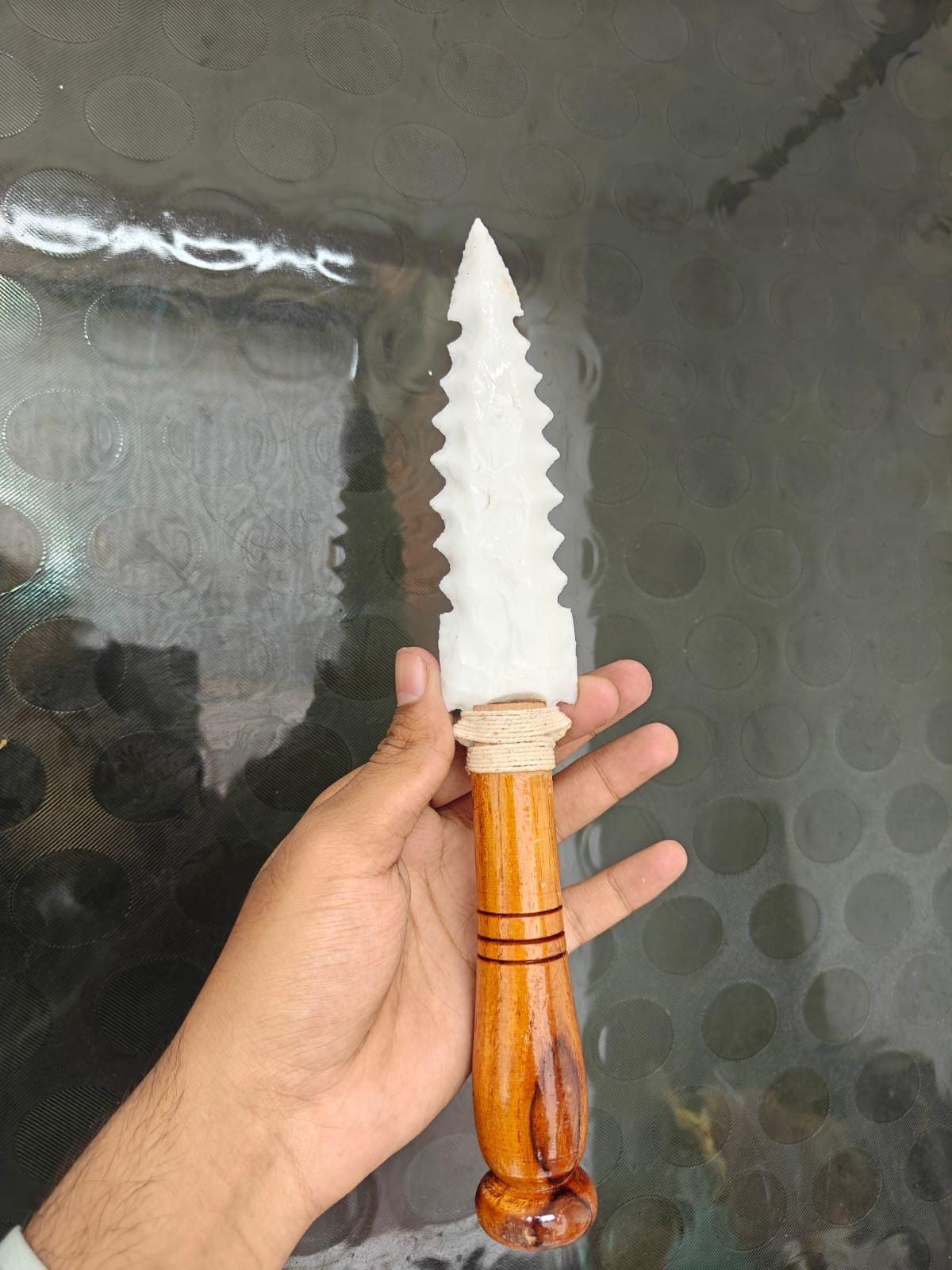 Jade Ritual Dagger White Jade Dagger Crystal Knife With Wooden Handle, Ritual Wiccan ...
