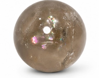 Natural Smoky Quartz Sphere – 60mm Polished Crystal Ball, Grounding Gemstone Orb, Home Décor